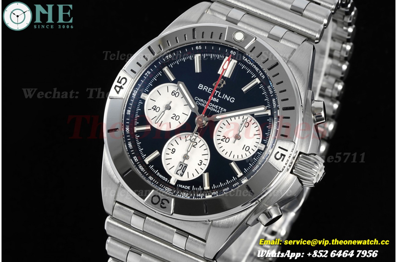 Chronomat B01 42MM Grey Bezel SS/SS Blue/Stk Dial BLF A7750