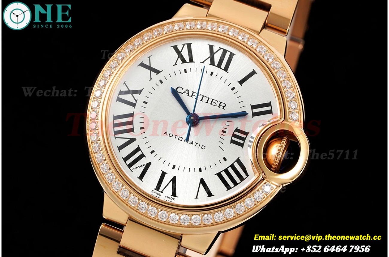 Ballon Bleu De Cartier RG/RG Wht/Dia 33mm Ladies 3KF A076