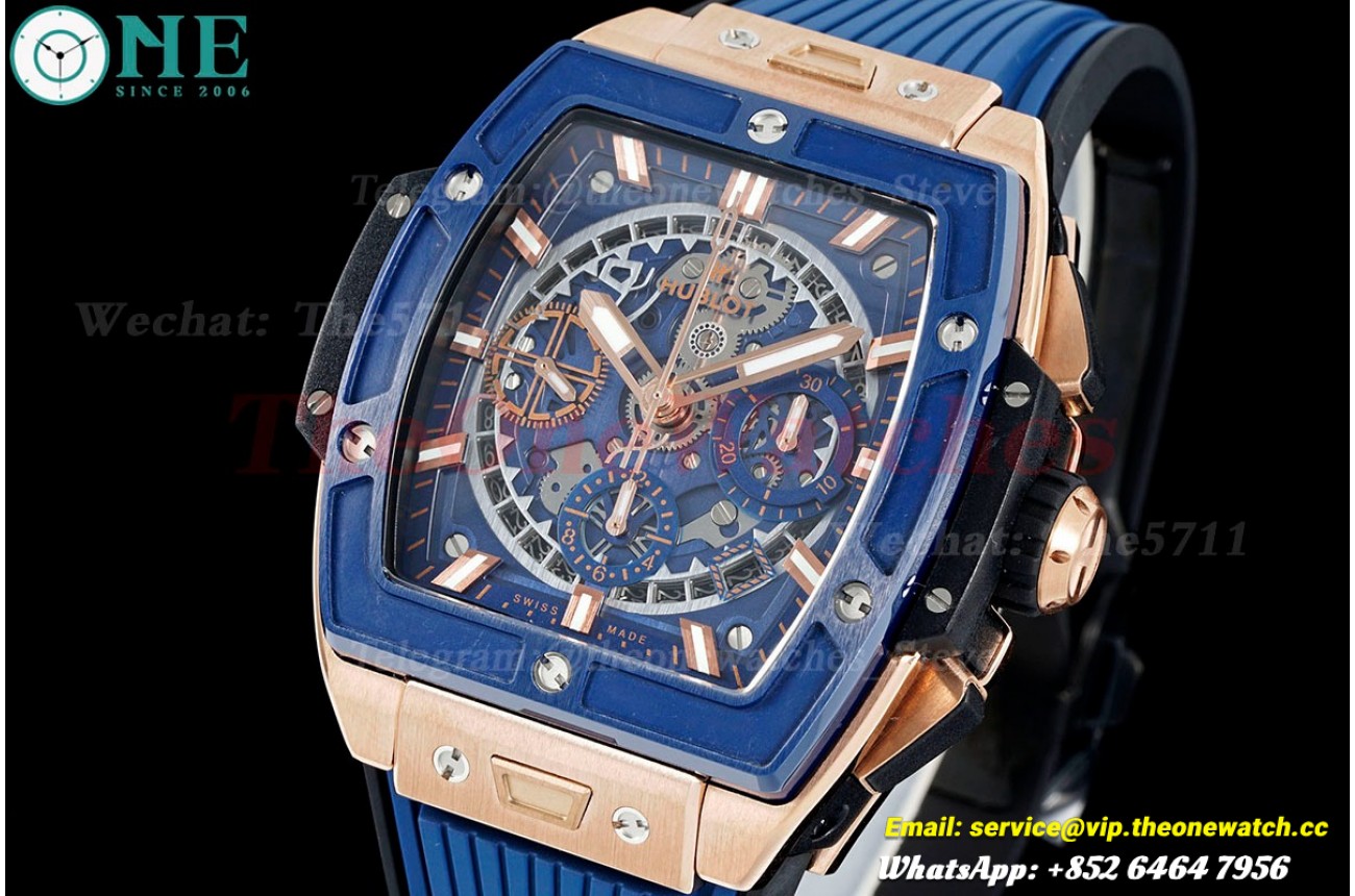 Spirit of Big Bang Chrono 42mm TI/RU Blue Skeleton Dial BBF A7750 Mod