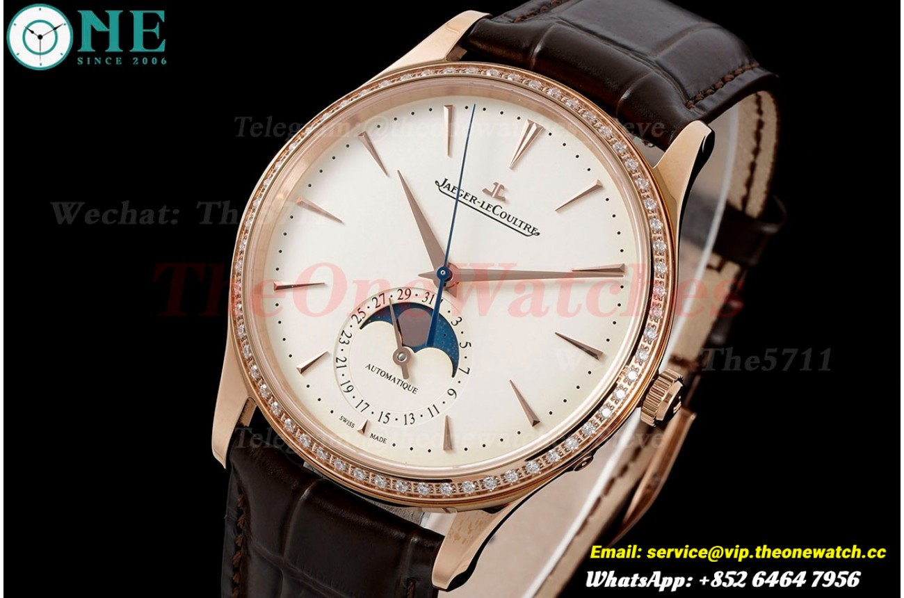 Master Ultra Thin Moonphase Dia RG/LE White/Stk AZ A925 Super Clone