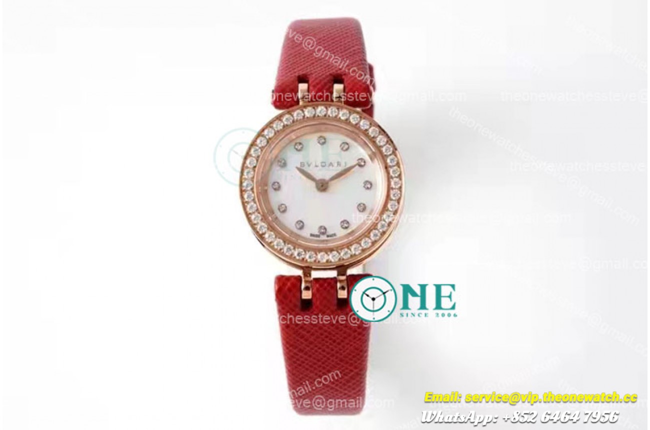 Bvlgari - B ZERO 23mm RG/LE White/Dia Red Diam Swiss Qua