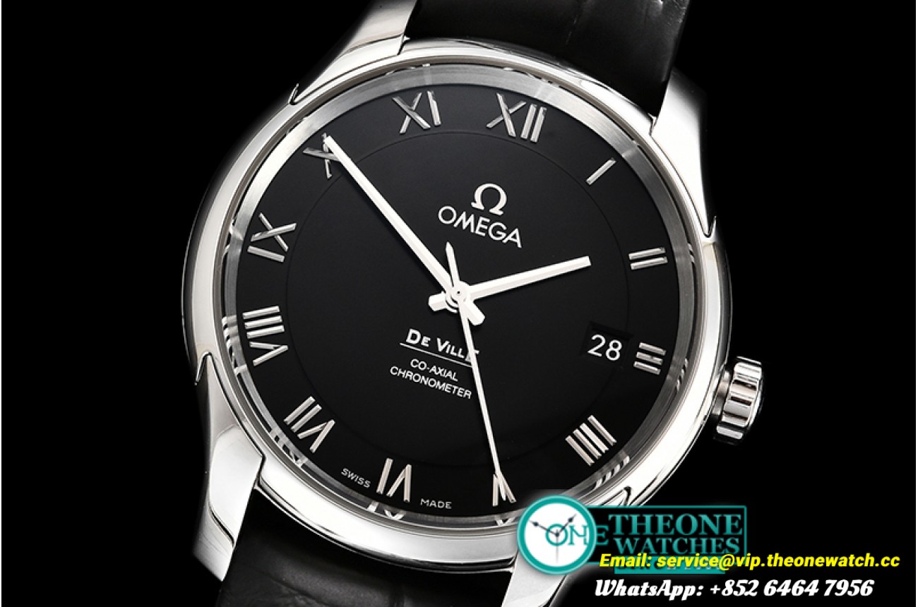 Omega - De Ville Mens Co-Axial SS/LE Black/Roman VSF A8500
