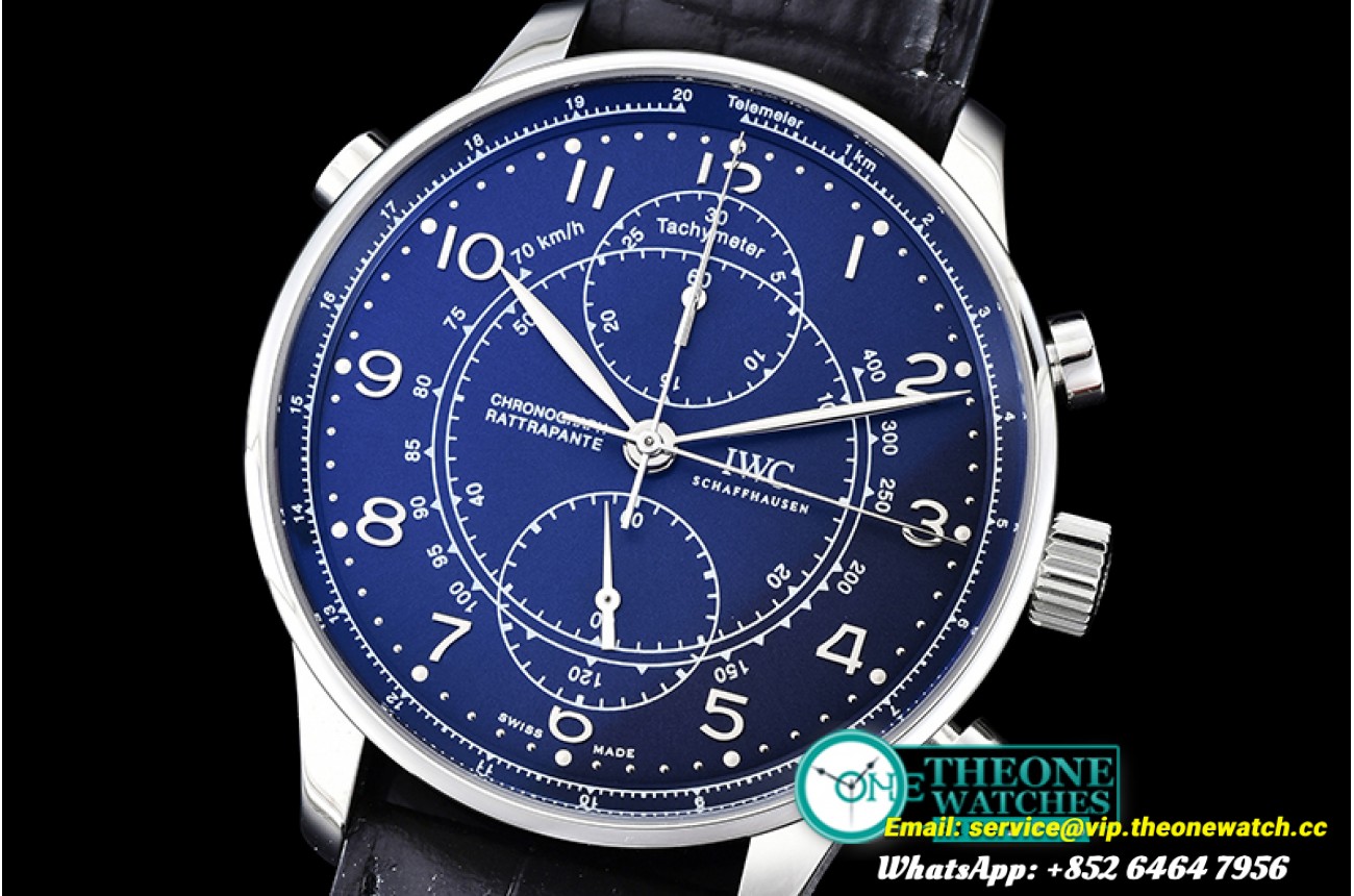 IWC - Portuguese Chronograph Rattrapante SS/LE Blue A7750