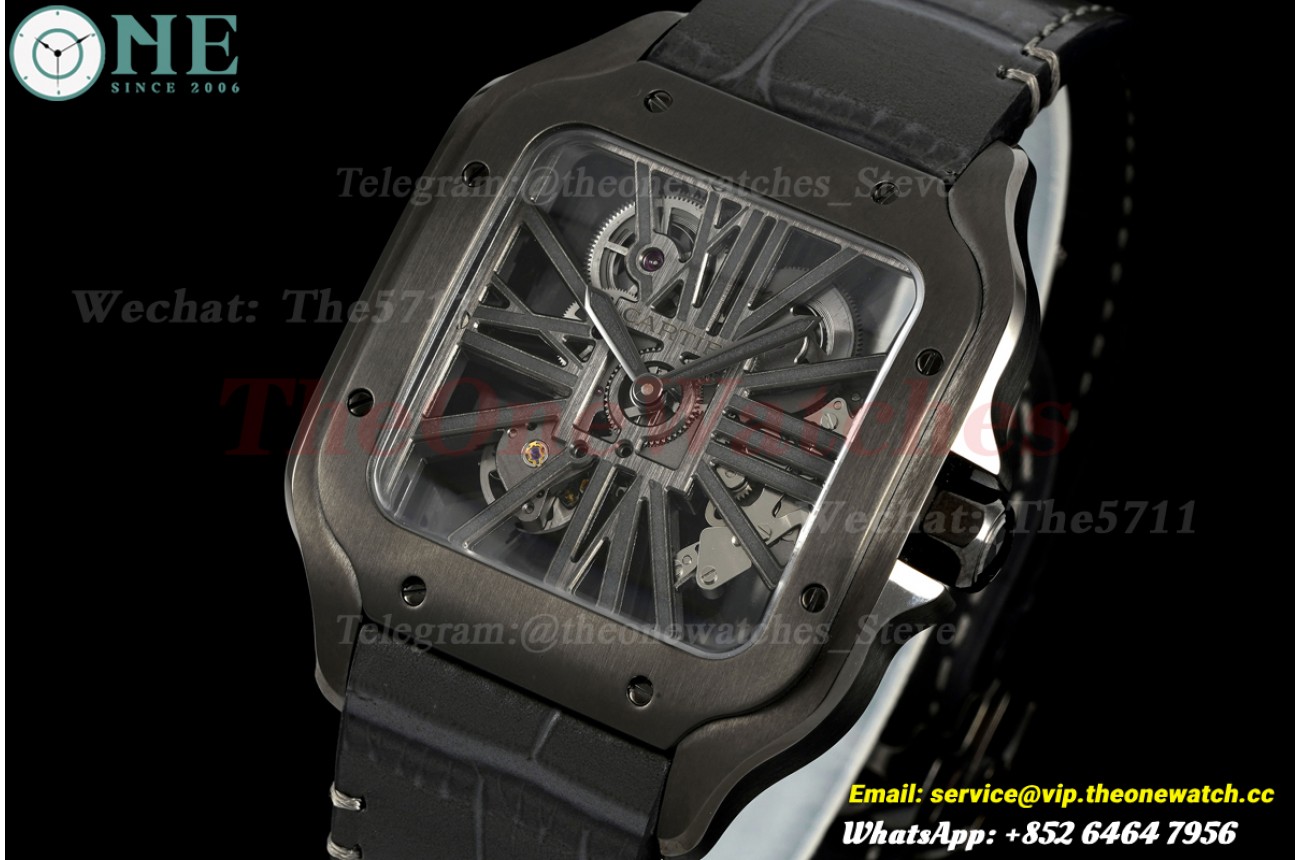 Santos De Cartier 40mm PVD/LE Black Skeleton Dial RICHF V2 9612MC Super Clone