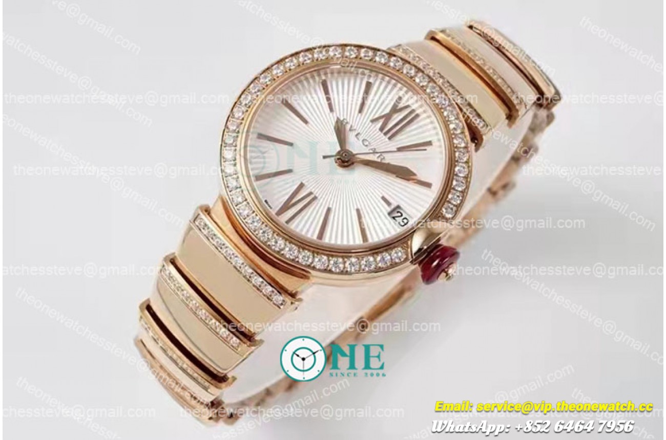 Bvlgari - Lvcea series 33mm RG/RG White/Rom Diam BVF 9015