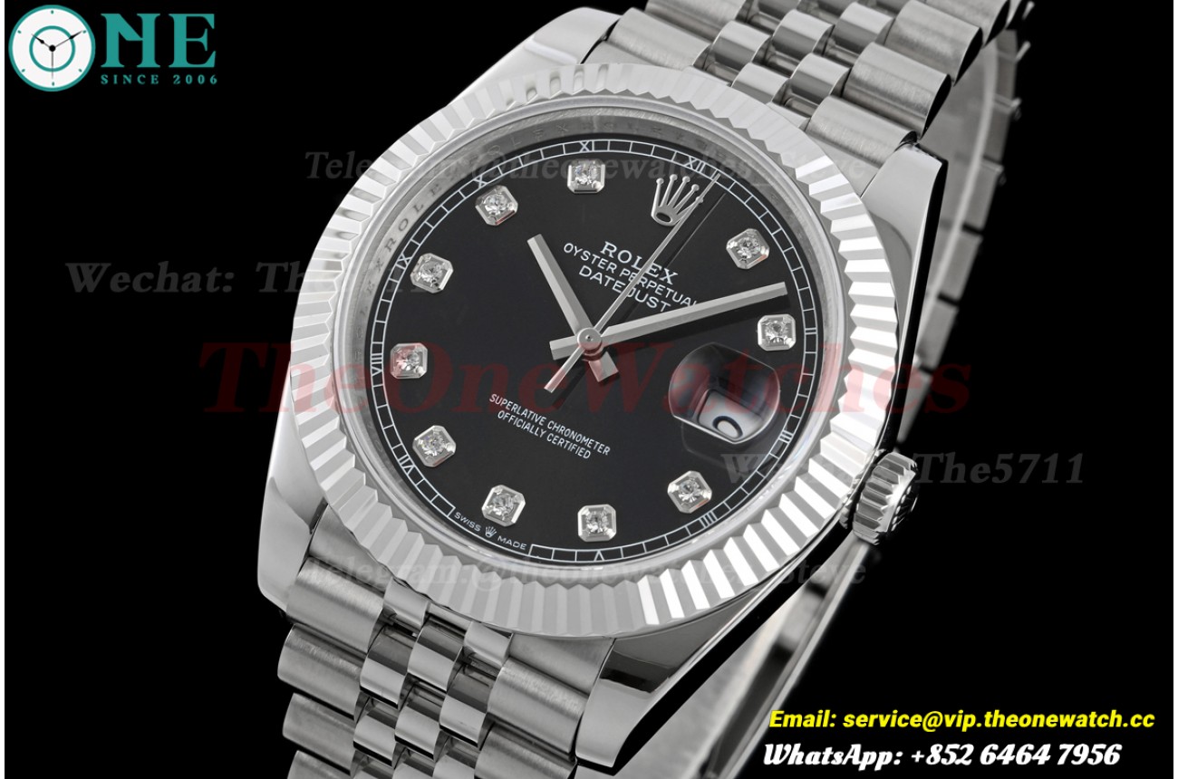 Datejust 126334 41mm Jub SS/SS Black/Dia QF JH3235 (Weighted) (Free Sprung)