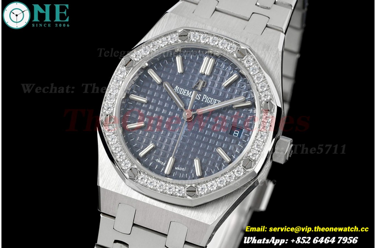 Royal Oak 77351 Ladies 34mm SS/SS  Blue/Diamonds 8F A5800