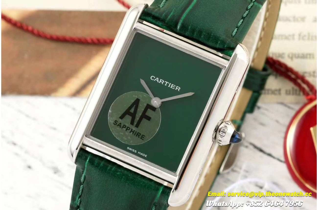 Tank Must 22/25.5mm Dia SS/LE Green Dial AF Quartz