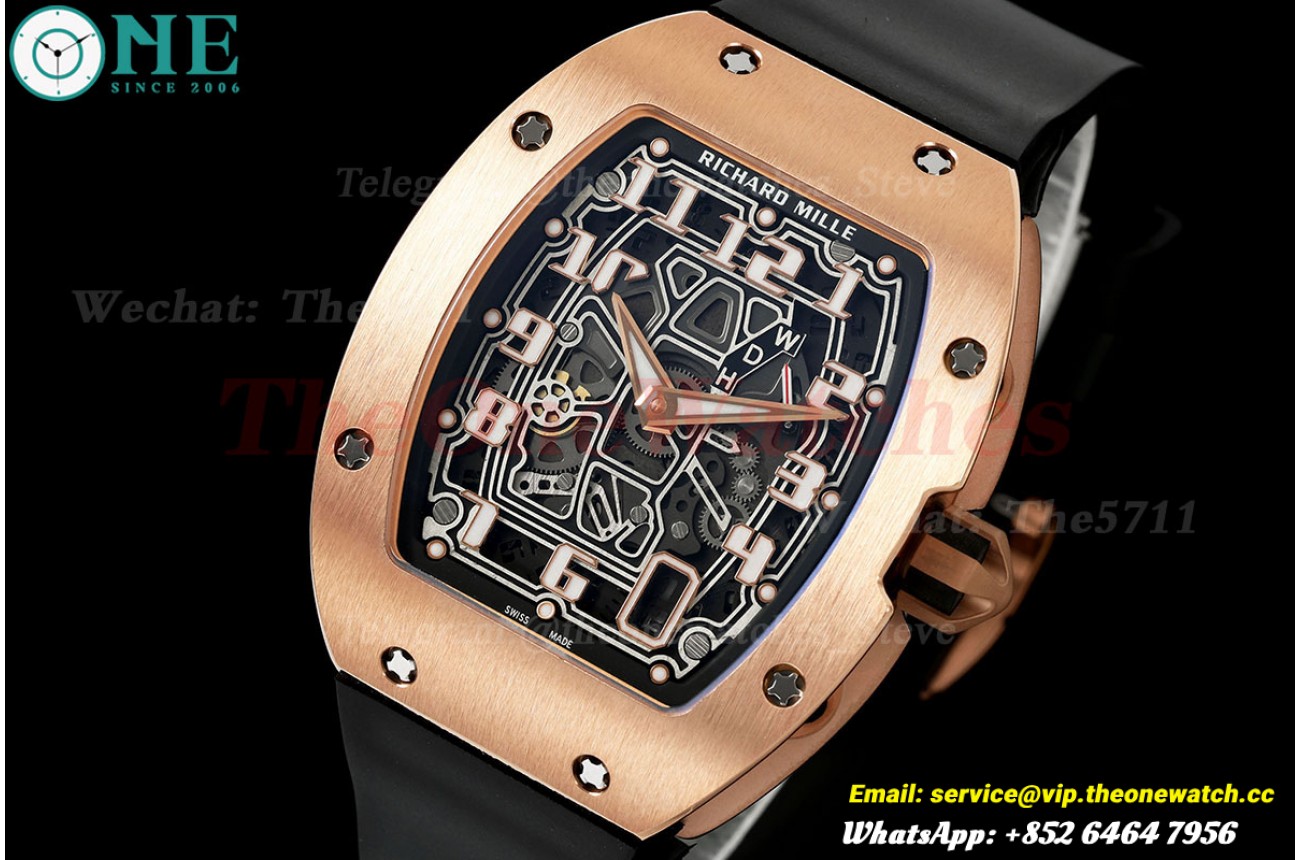 RM67-01 39mm RG/RU Skeleton Dial on Black Rubber strap AVF CRMA6