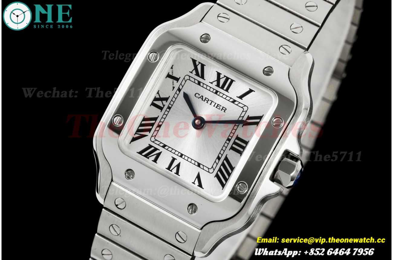Santos De Cartier 27mm SS/SS Silver Dial DRF Quartz