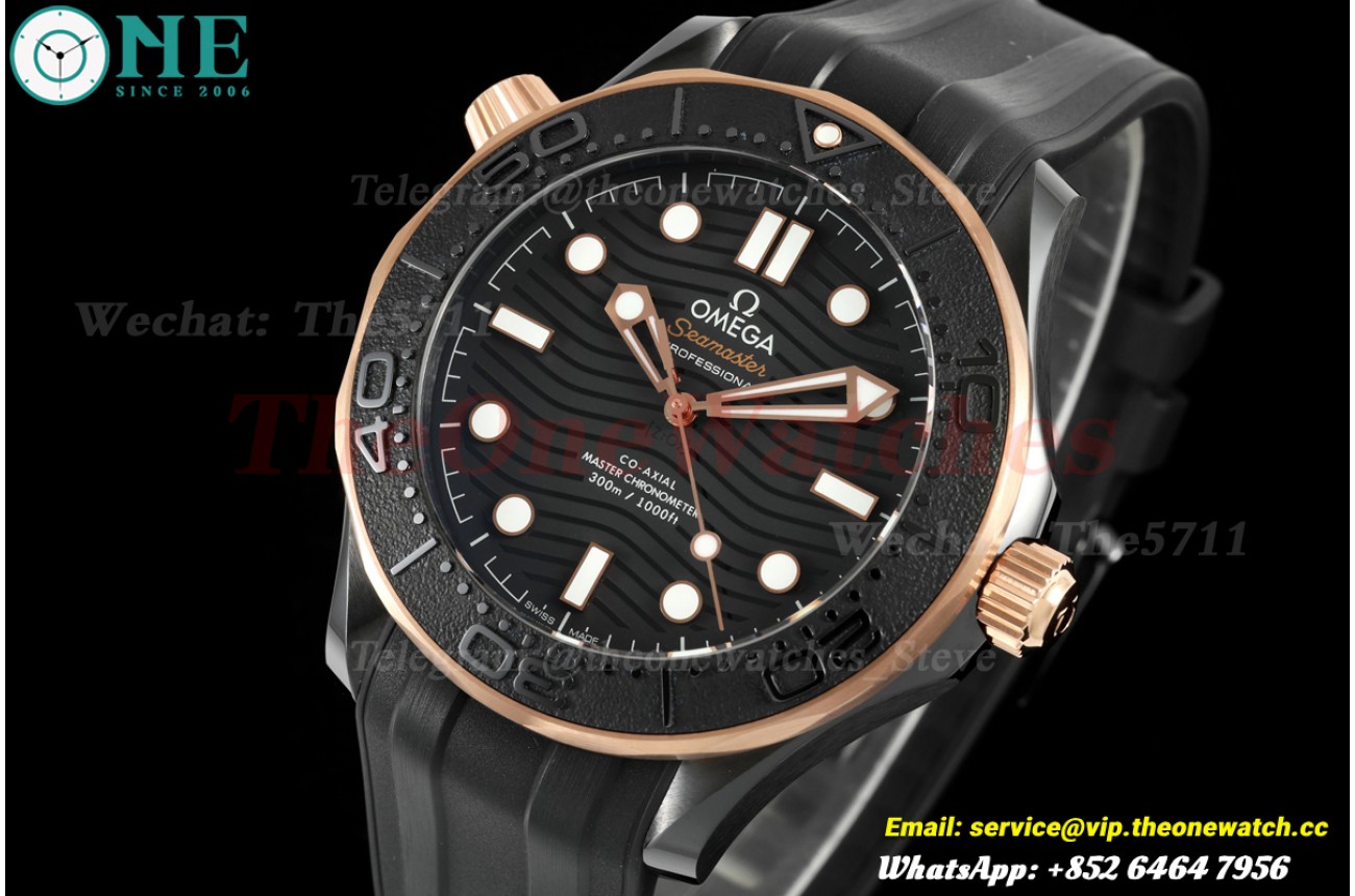 Seamaster 300m 43.5mm RG Ceramic/RU Black Dial ORF OR8806 Super Clone