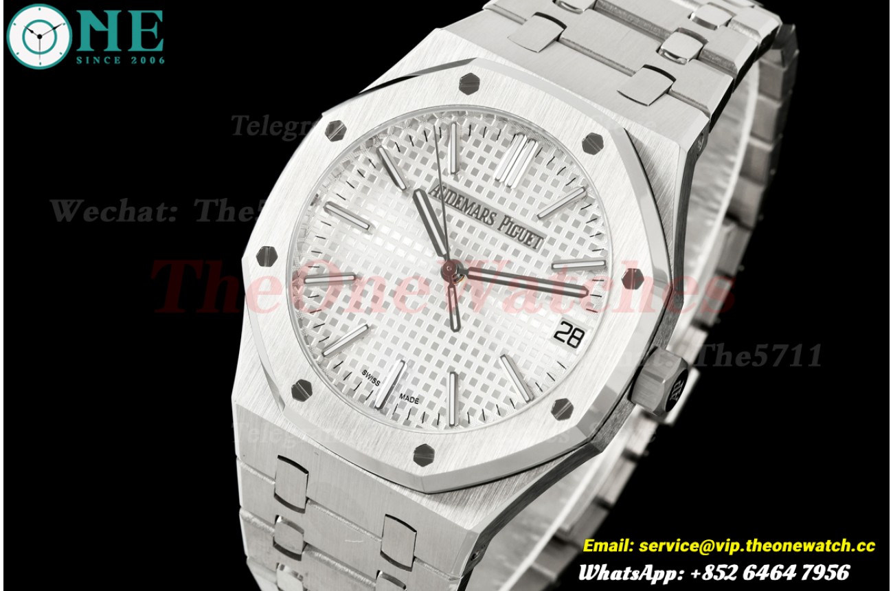 Royal Oak 41mm 15510 SS/SS White/Stk OCTA SA4302 (Free Sprung)