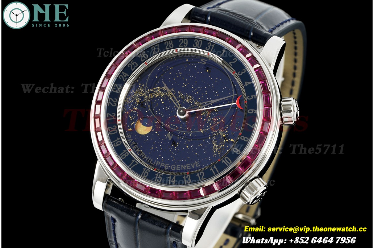 Celestial Sky Moon 6104G Red DIa SS/LE Blue Dial PPF A240 Super Clone