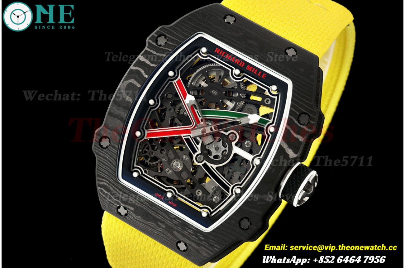 RM67-02 Black NTPT Red Skeleton Dial on Yellow Elastic Strap UMI V2 CRMA7