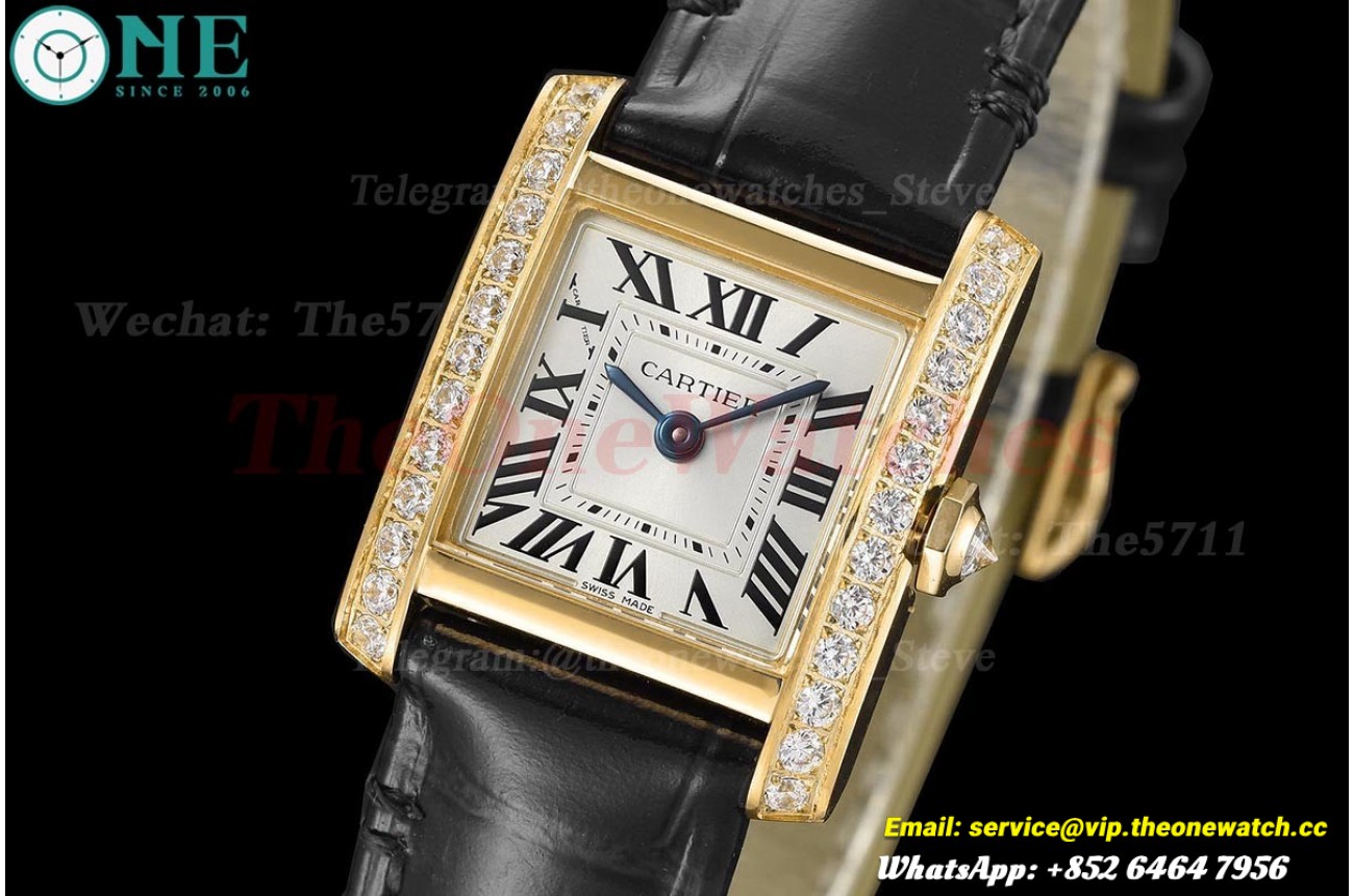 Tank Française 21.2mm Dia YG/LE Silver Dial 8848F Quartz