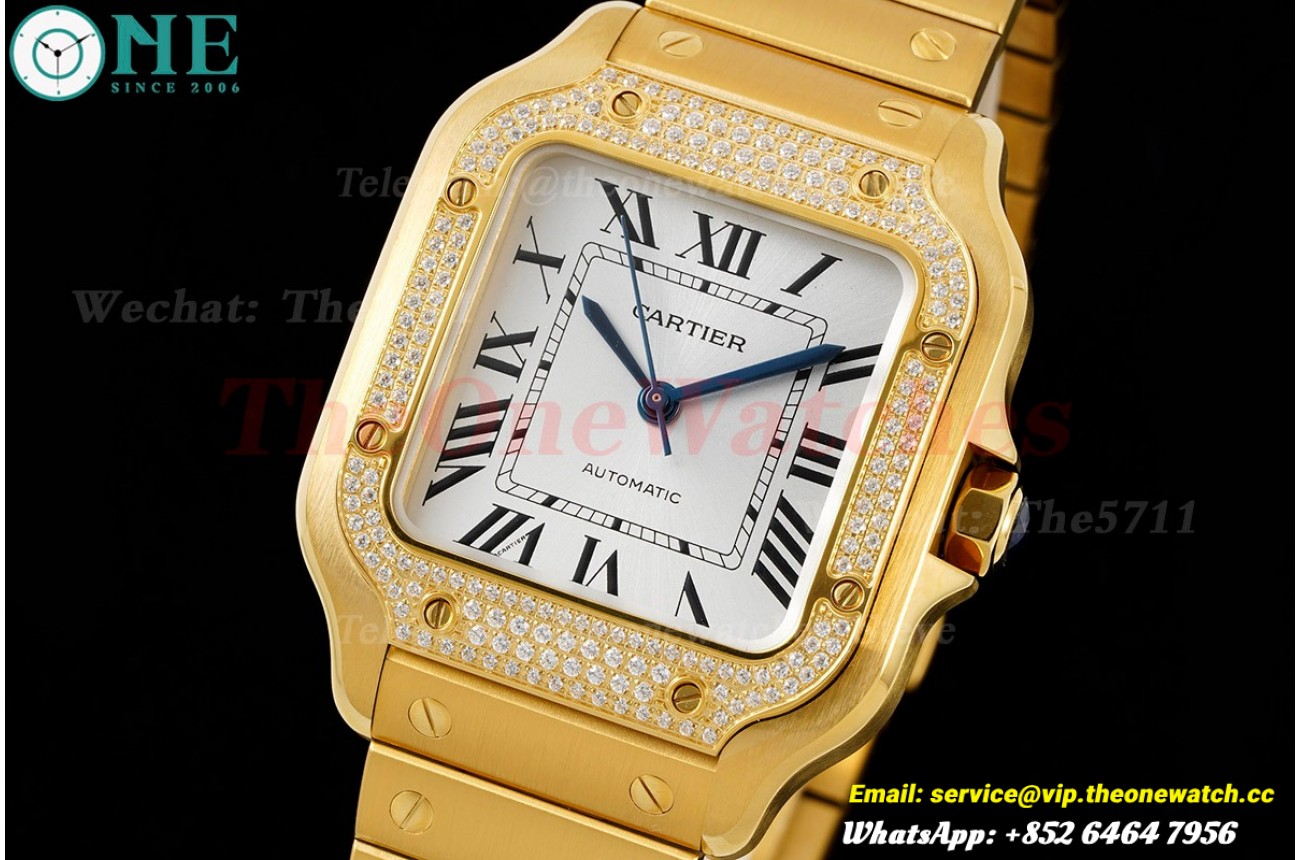 Santos De Cartier 35mm Diams YG/YG White Dial BVF A9015