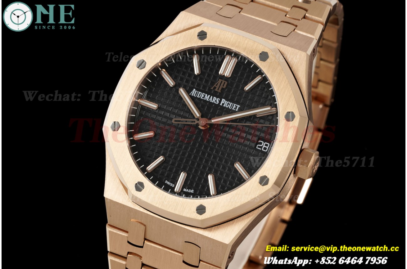 Royal Oak 15500 41mm RG/RG Black/Stk JF SA4302