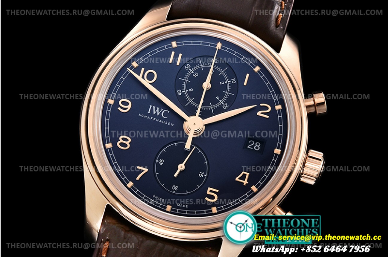 IWC - Portuguese Chrono Bucherer Ed RG/LE Blue ZF A7750 Mo