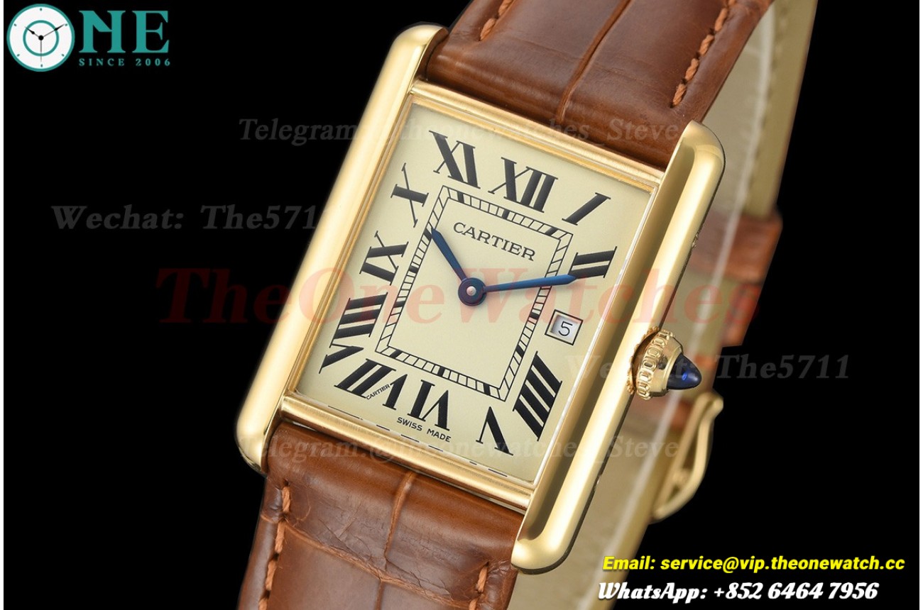 Tank Must 25.5mm Alligator YG/LE White Dial DRF Quartz