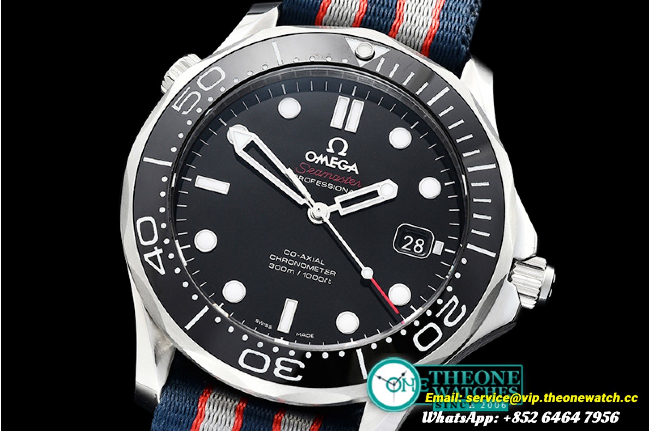 Omega - Seamaster Diver 300m Co-Axial Cer SS/NY Black BP A2836
