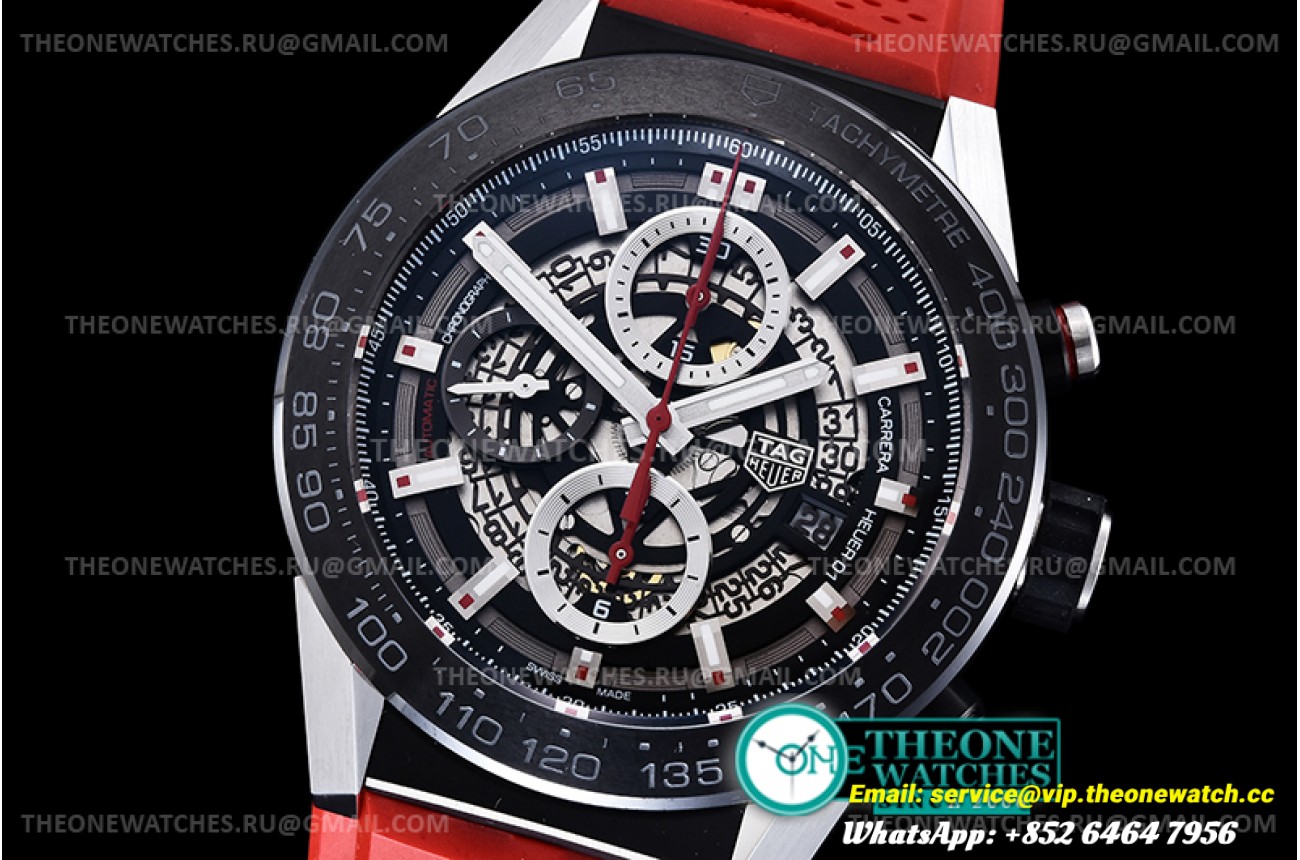 Tag Heuer - Carrera Cal. HEUER 01 45mm SS/RU Red XF A1887 Chrono