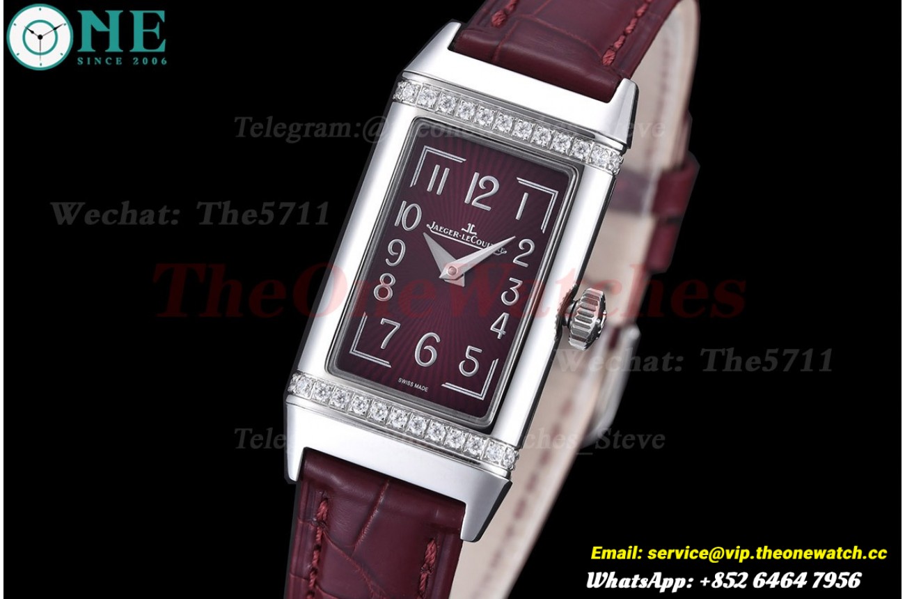 Reverso 20mm Diamond Bezel SS/LE Wine Red Dial RXW Qtz