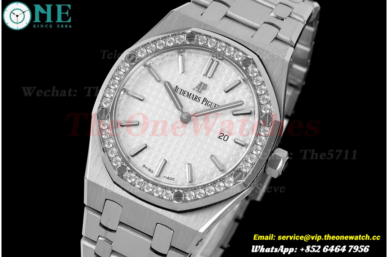 Royal Oak Ladies 33mm SS/SS Diamond/White JJF Swiss Qtz