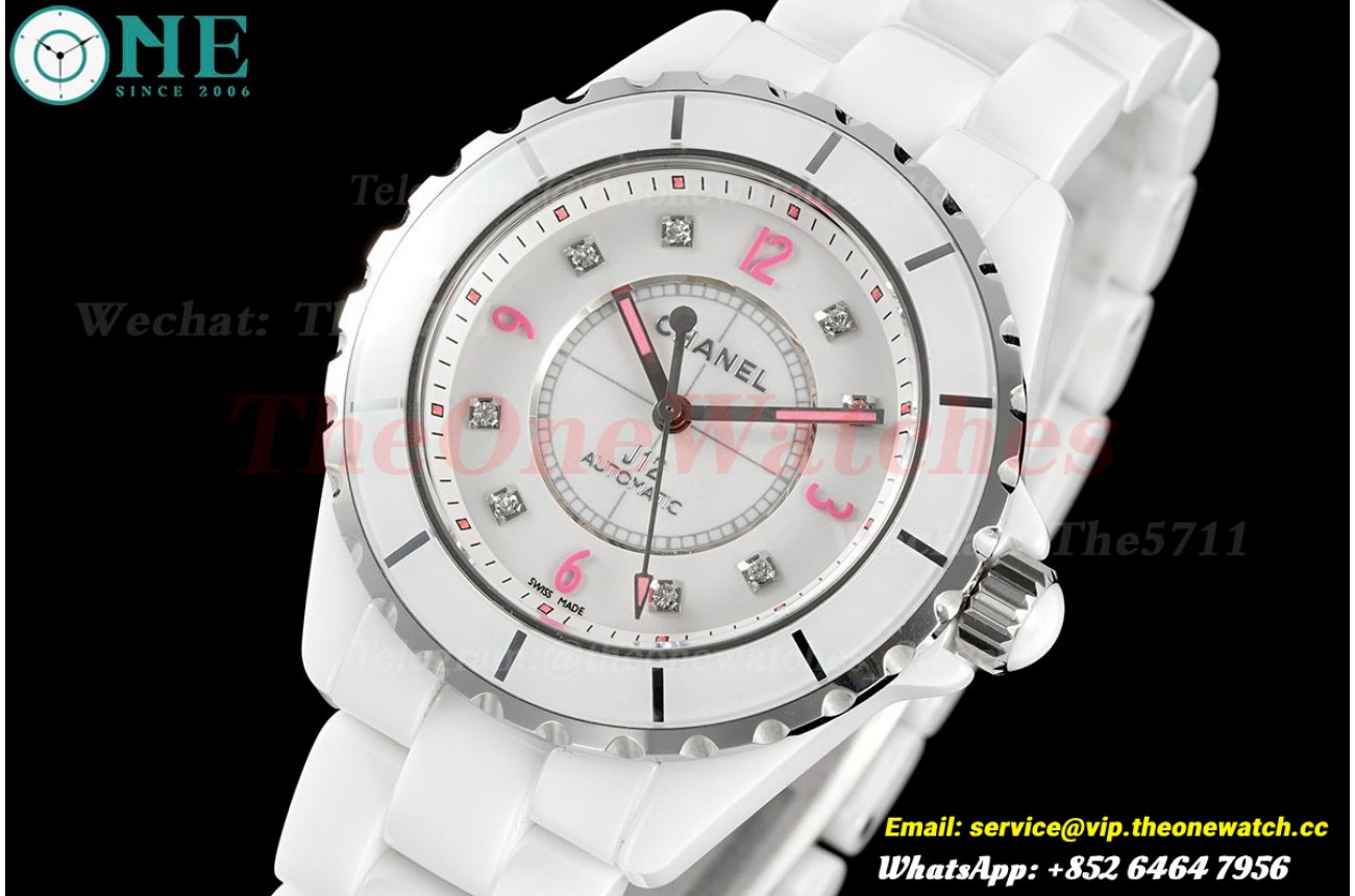 J12 38mm White Ceramic/Cer White/Pink HTF A2892