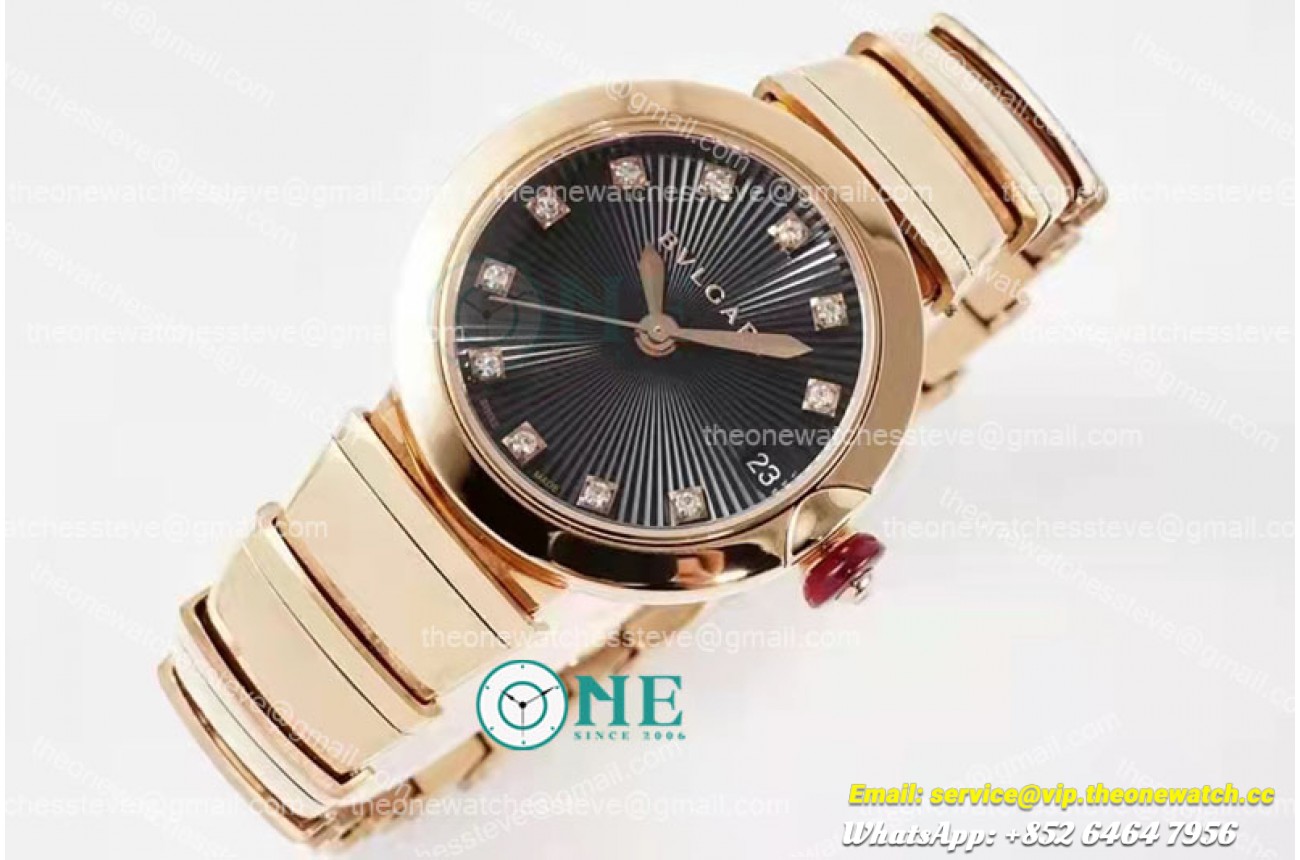 Bvlgari - Lvcea series 33mm RG/RG Black/Dia BVF 9015