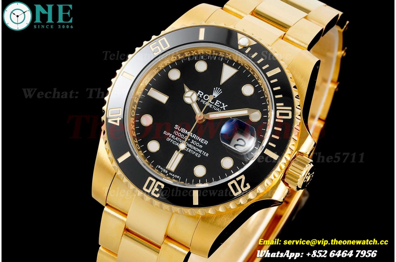 Submariner 116618LN 40mm Wrapped YG/YG Black/Dot KF VR3135