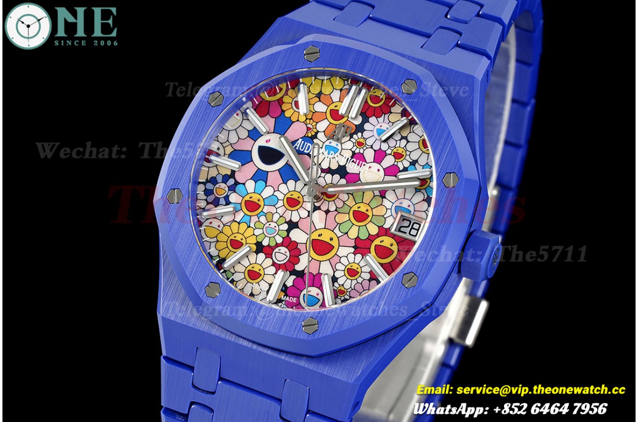 Royal Oak 41mm 15500 Blue Ceramic/Cer Sunflower Dial APSF SA4302 Super Clone