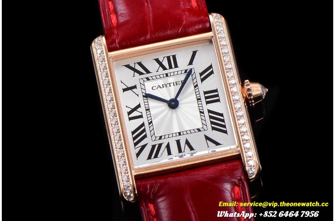 Cartier - Tank Louis 25.5mm Red Dia RG/LE White Dial F1F Quartz