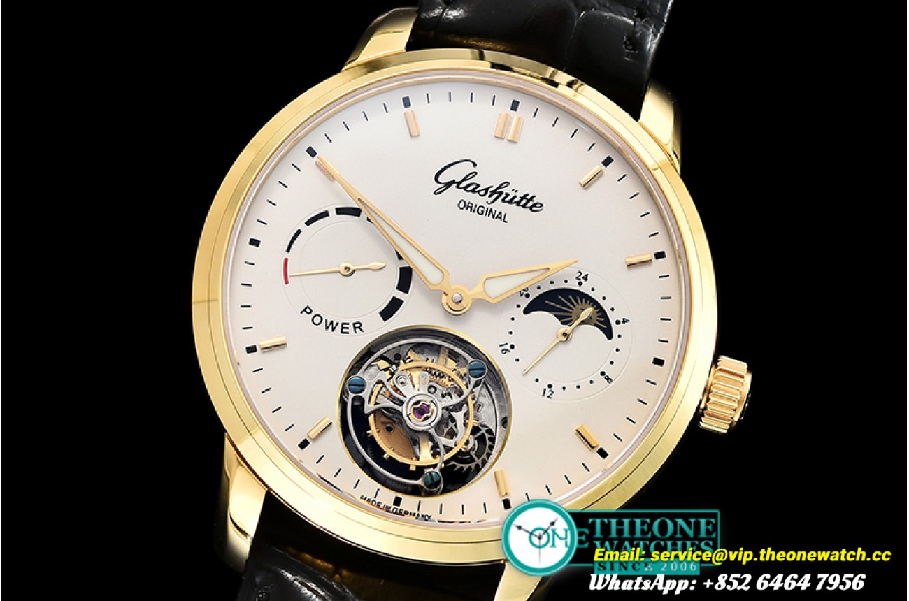 Glashutte - Senator Tourbillon PR YG/LE White Stk Asia Tourbillon