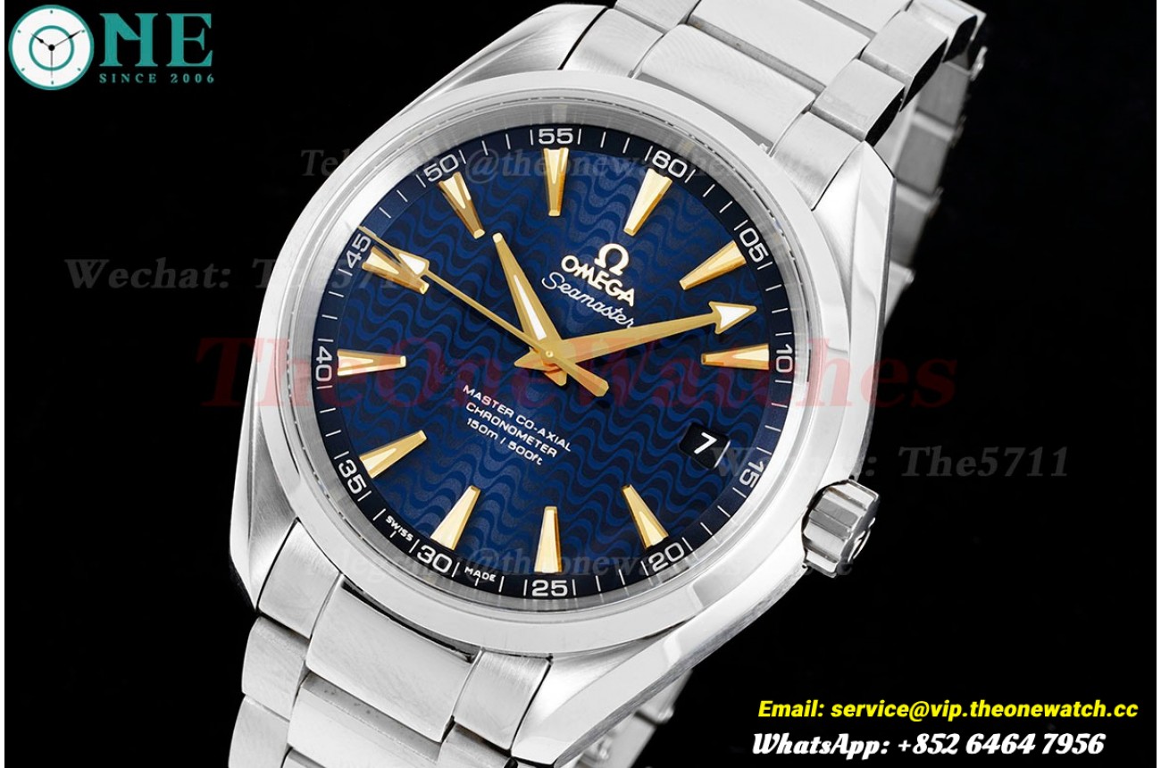 Aqua Terra 150m 41mm SS/SS Blue Wave Textured VSF A8500