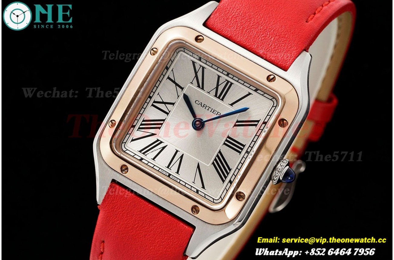 Santos Dumont Red RG/LE Silver Dial AF Quartz