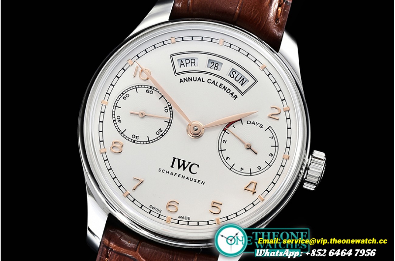 IWC - Portugieser Annual Cal IW503502 SS/LE Wht/R ZF A52850