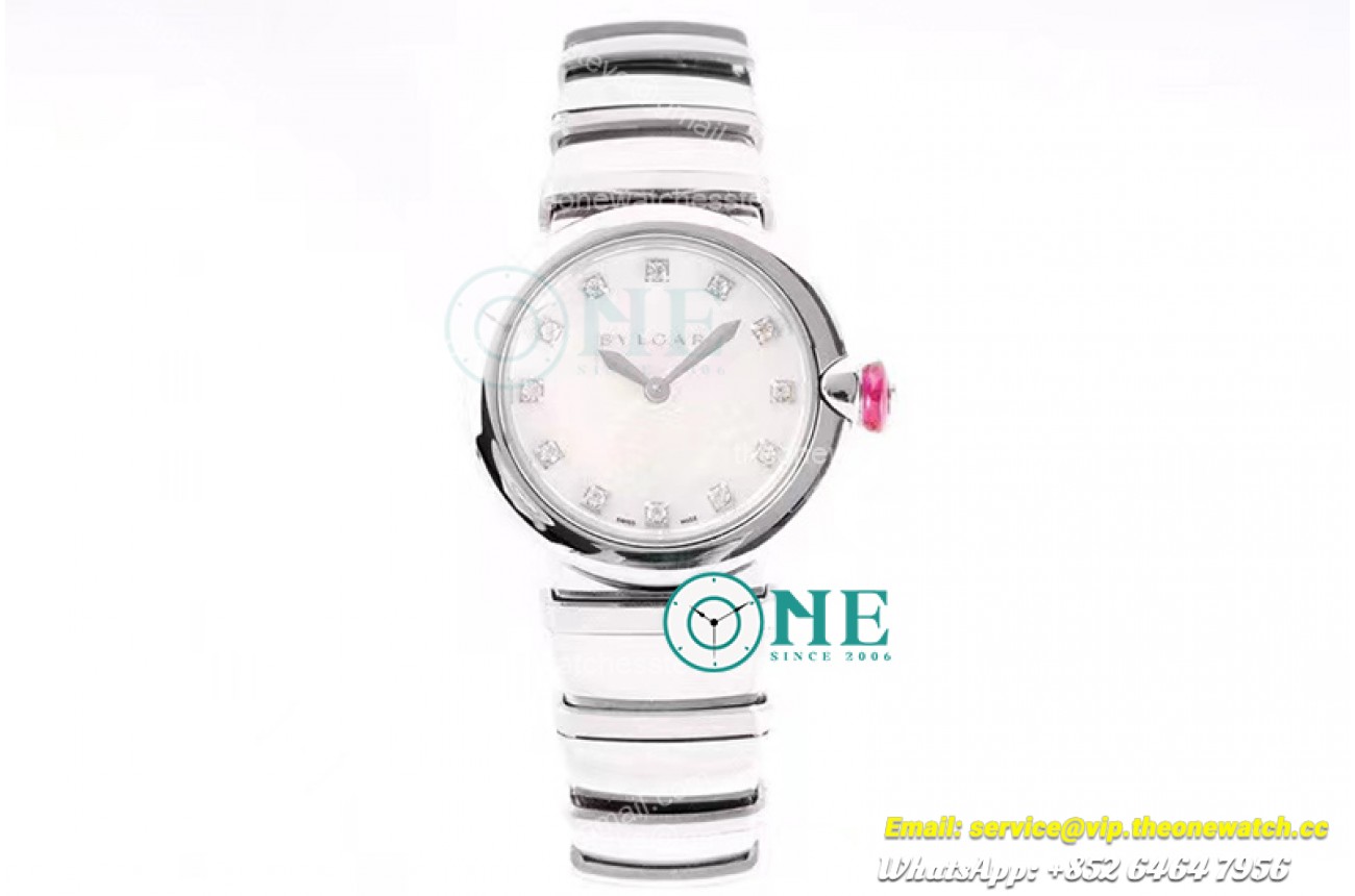 Bvlgari - Lvcea series 28mm SS/SS Wht/Dia BVF Swiss Qua