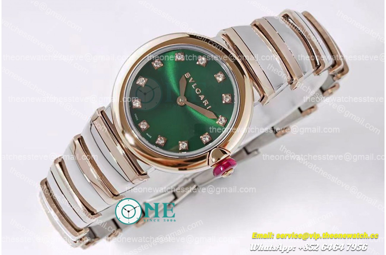 Bvlgari - Lvcea series 28mm RG/SS Grn/Dia BVF Swiss Qua