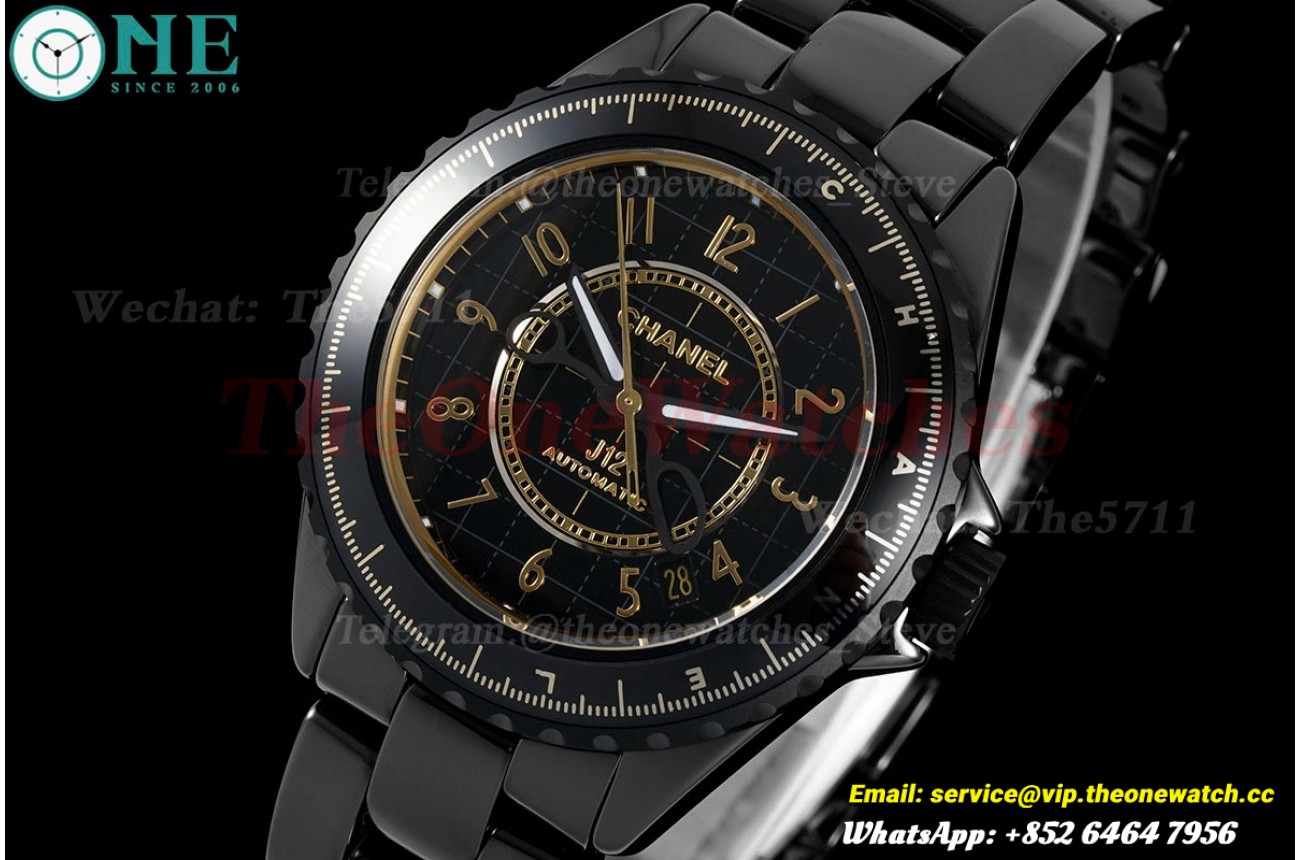 J12 38mm Black Ceramic/Cer Black Textured Dial HTF A12.1