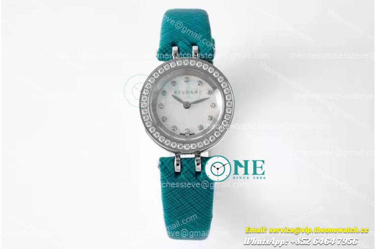 Bvlgari - B ZERO 23mm SS/LE White/Dia Green Diam Swiss Qua