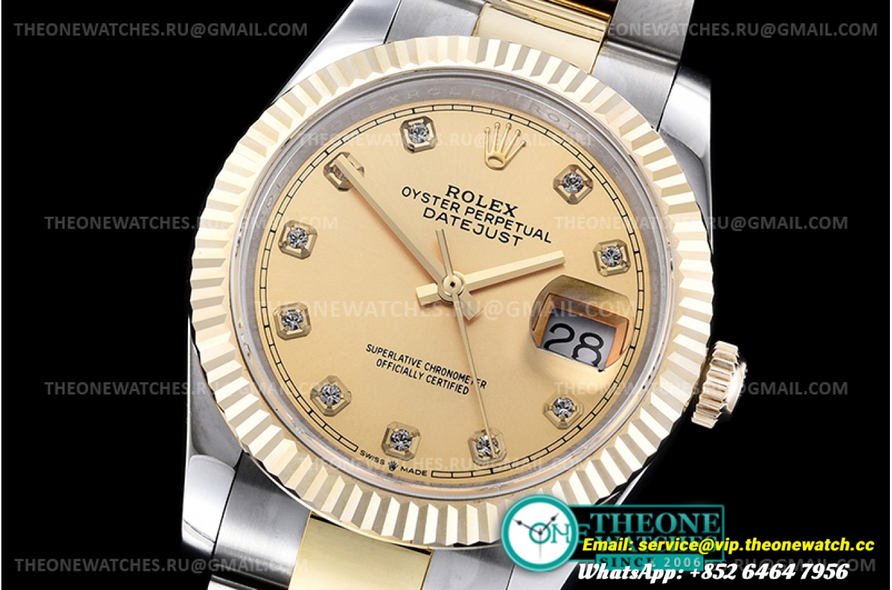 Rolex - DJ 36mm Oyst Flt 904L Wrp YG/SS Gold Diam GMF A2824