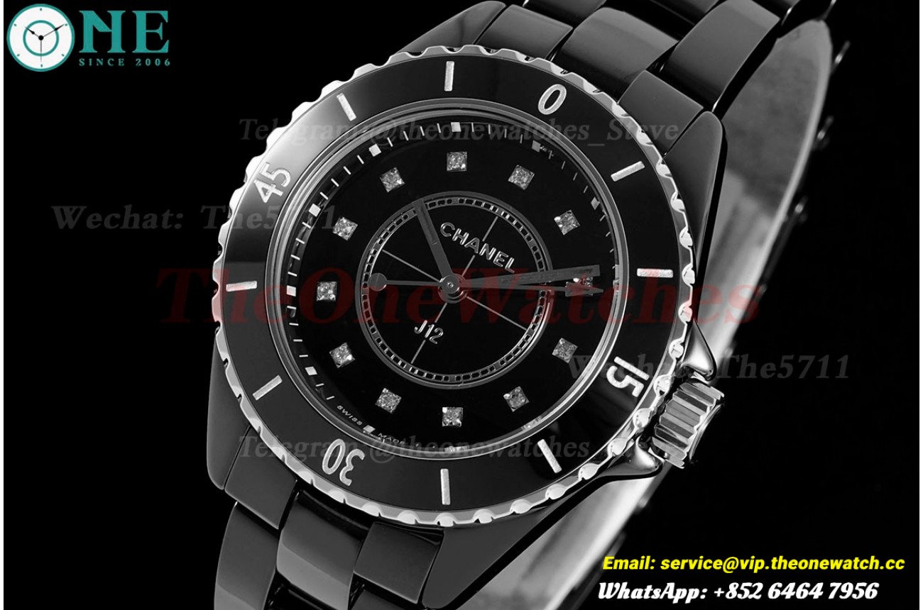 J12 33mm Black Ceramic/Cer Black/Dia HTF Quartz
