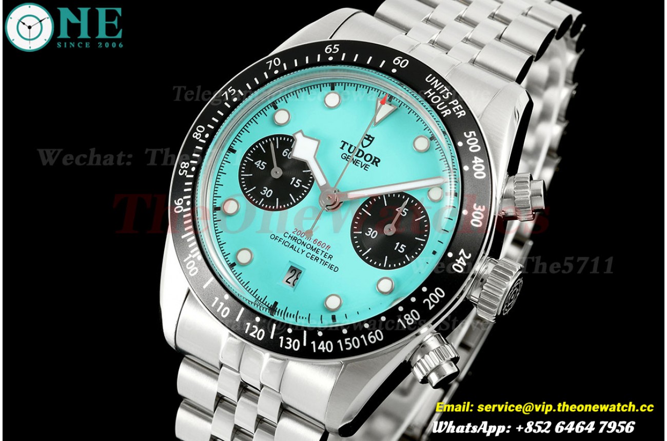 Black Bay Chrono 41mm SS/SS Tiffany Blue Dial BLSF A7750