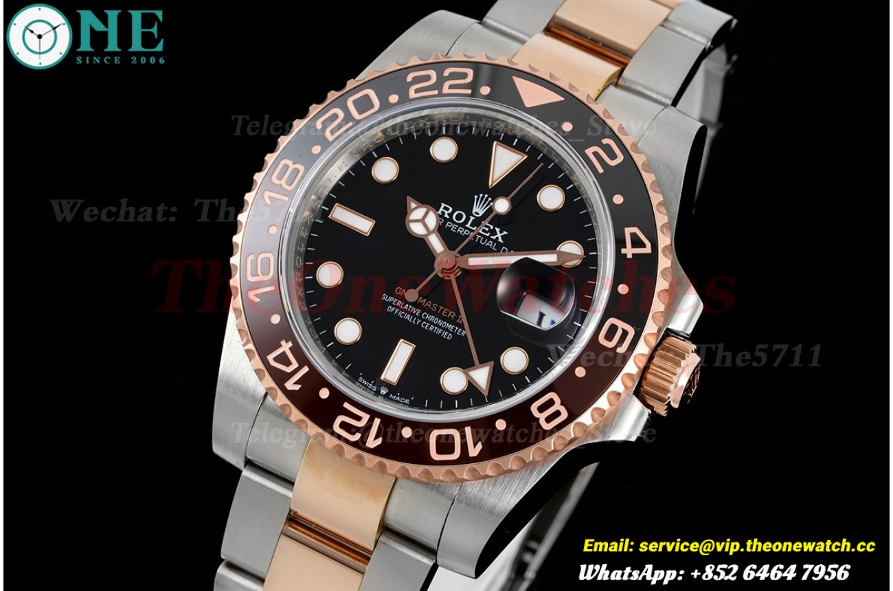 GMT Master II 126711 CHNR Rootbeer SS/RG Black Dial GMF VR3186