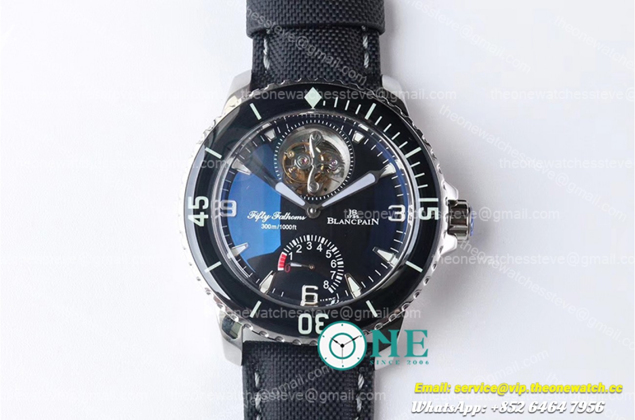 Fifty Fathoms Tourbillon Real PR 5025-1530-52 SS/NY Blk JBF A.Tourb