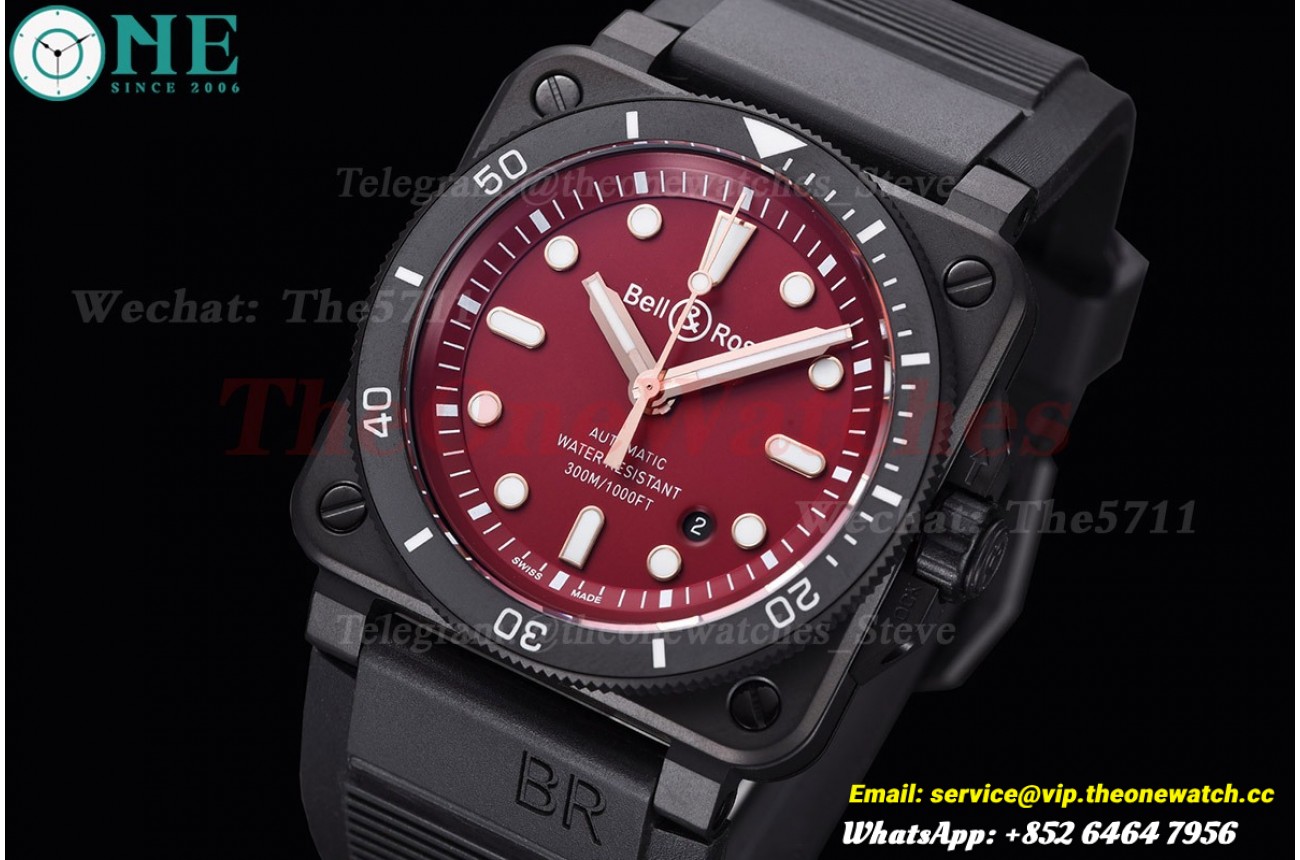 Instruments BR03 42mm DLC/RU Wine Red Dial BRF A2824