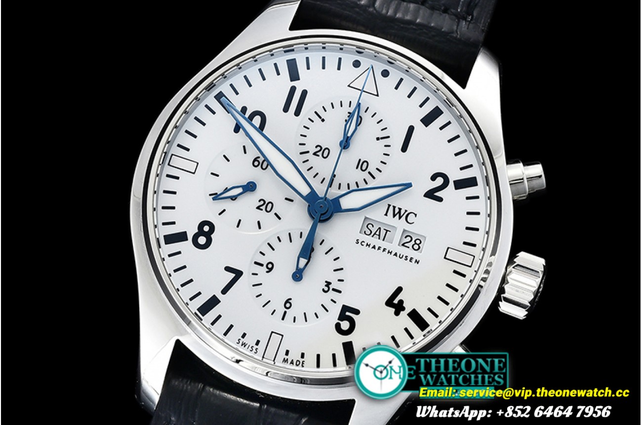 IWC - Pilot Chrono "150 Years" 377725 SS/LE White ZF A7750