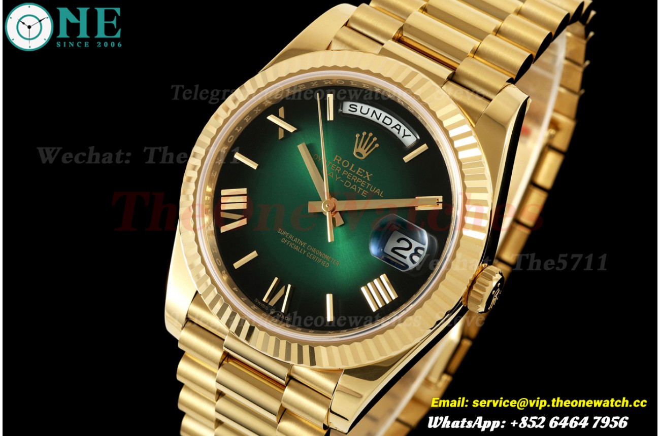 DayDate 228238 40mm YG/YG Ombre Green/Rmn RCF VR3255 (Weighted Approx.210g)
