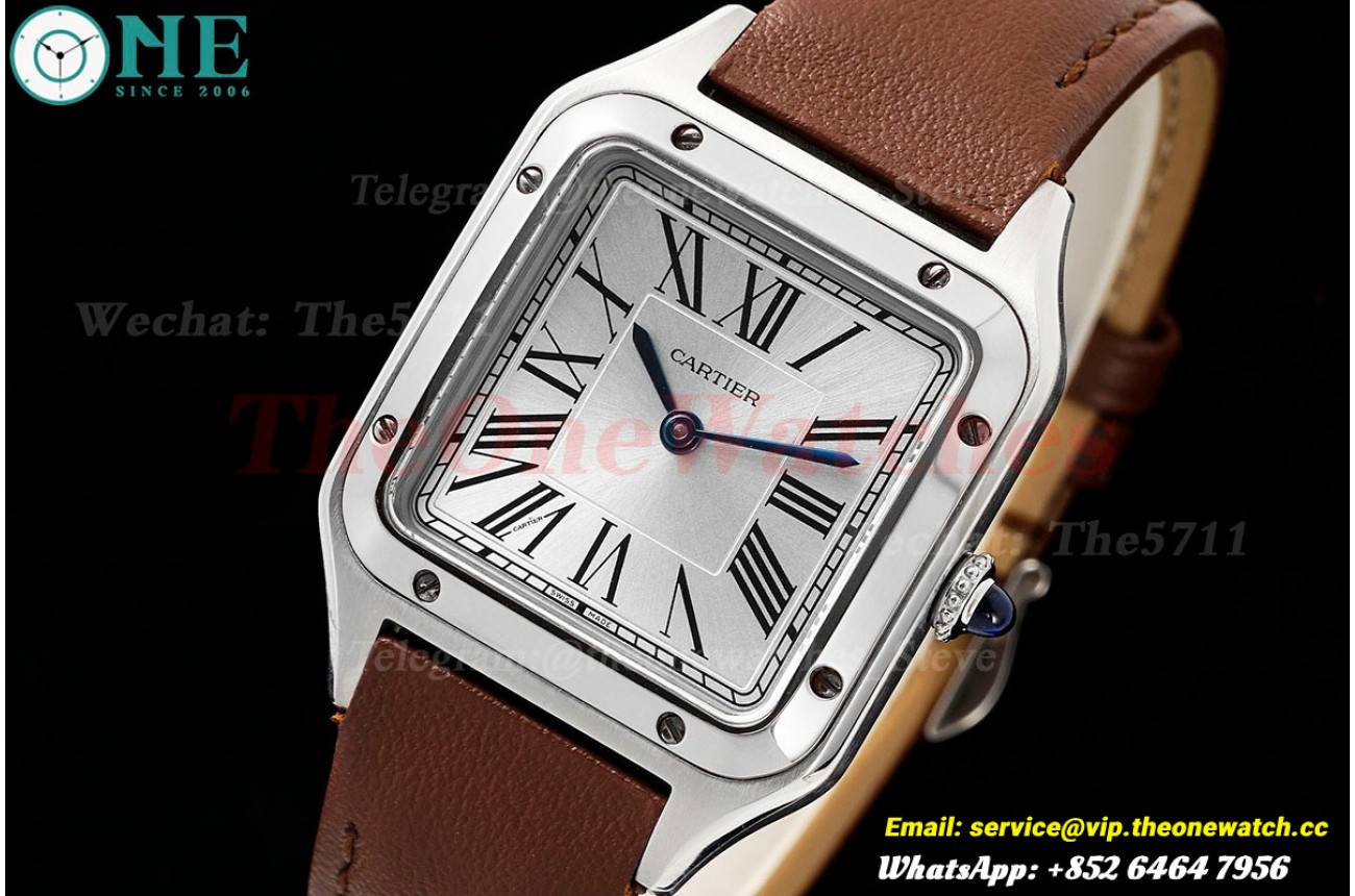 Santos Dumont Brown SS/LE Silver Dial AF Quartz