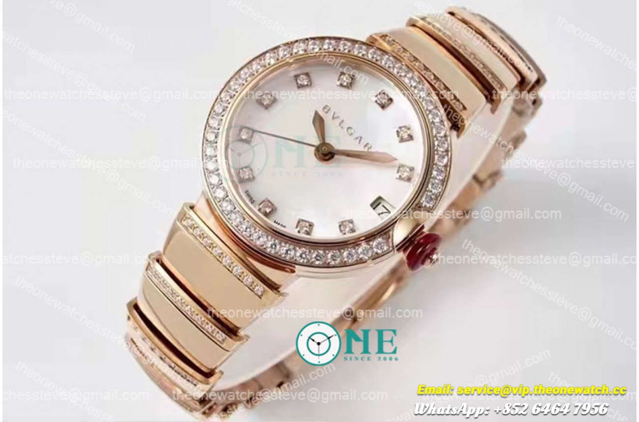 Bvlgari - Lvcea series 33mm RG/RG White/Dia Diam BVF 9015